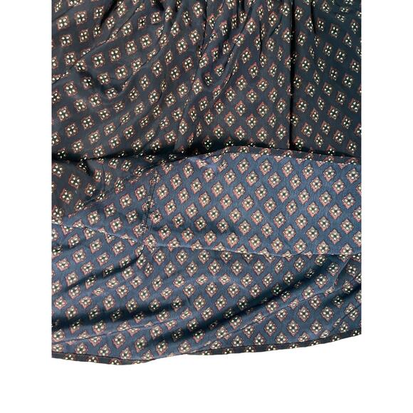 Mango Casual A-line Mini Skirt Pockets Navy Geometric Print Size Large - Picture 8 of 9